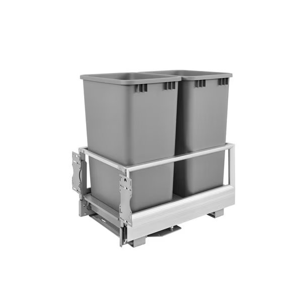 Rev-A-Shelf Aluminum Pull Out TrashWaste Container for Full Height Cabinet with Soft OpenClose, Rev-A-Shelf, Mfr#: 5149-2150DM-217